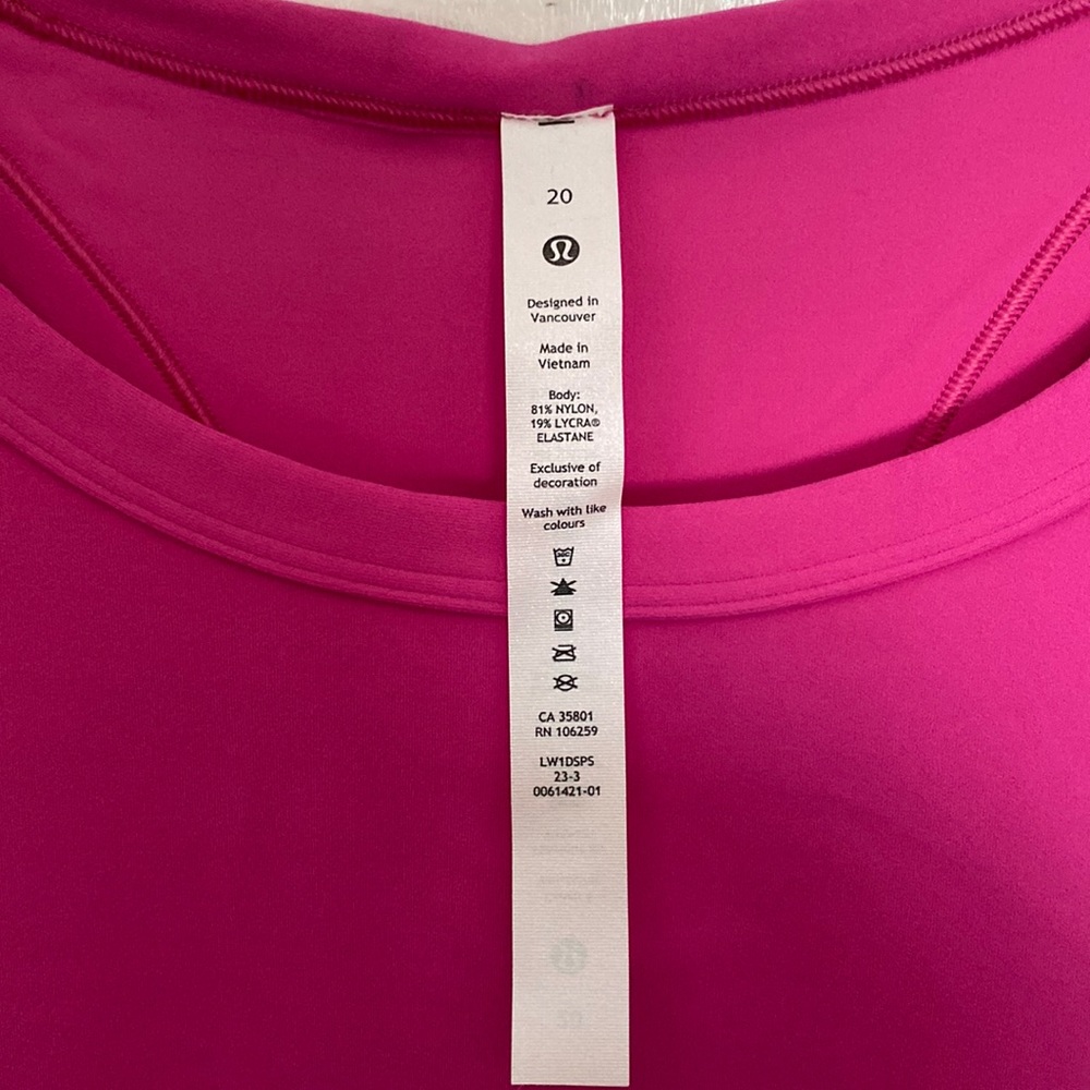 Lululemon Align Waist-Length Racerback, Sonic Pink, Size 20 - Picture 5 of 5